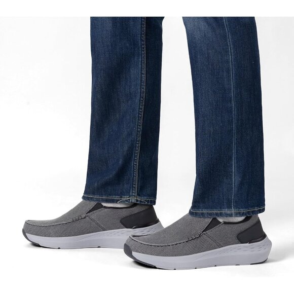 〽️Men Closed Toe Pull-On Loafers Dark Gray Sneakers Canvas Walking Comfort Shoes main image 4